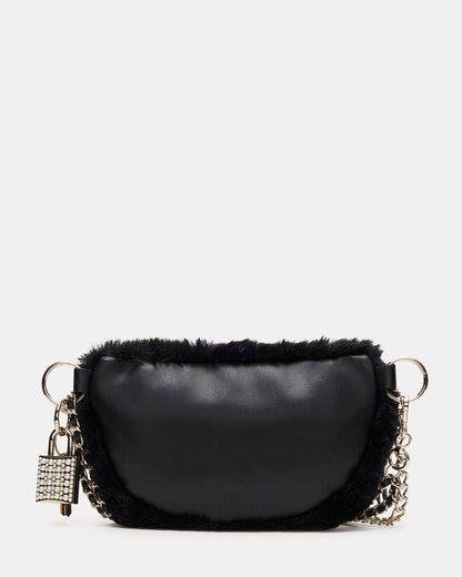 WYLDER Bag Black Faux Fur Crossbody Women's Belt Handbag | Steve Madden