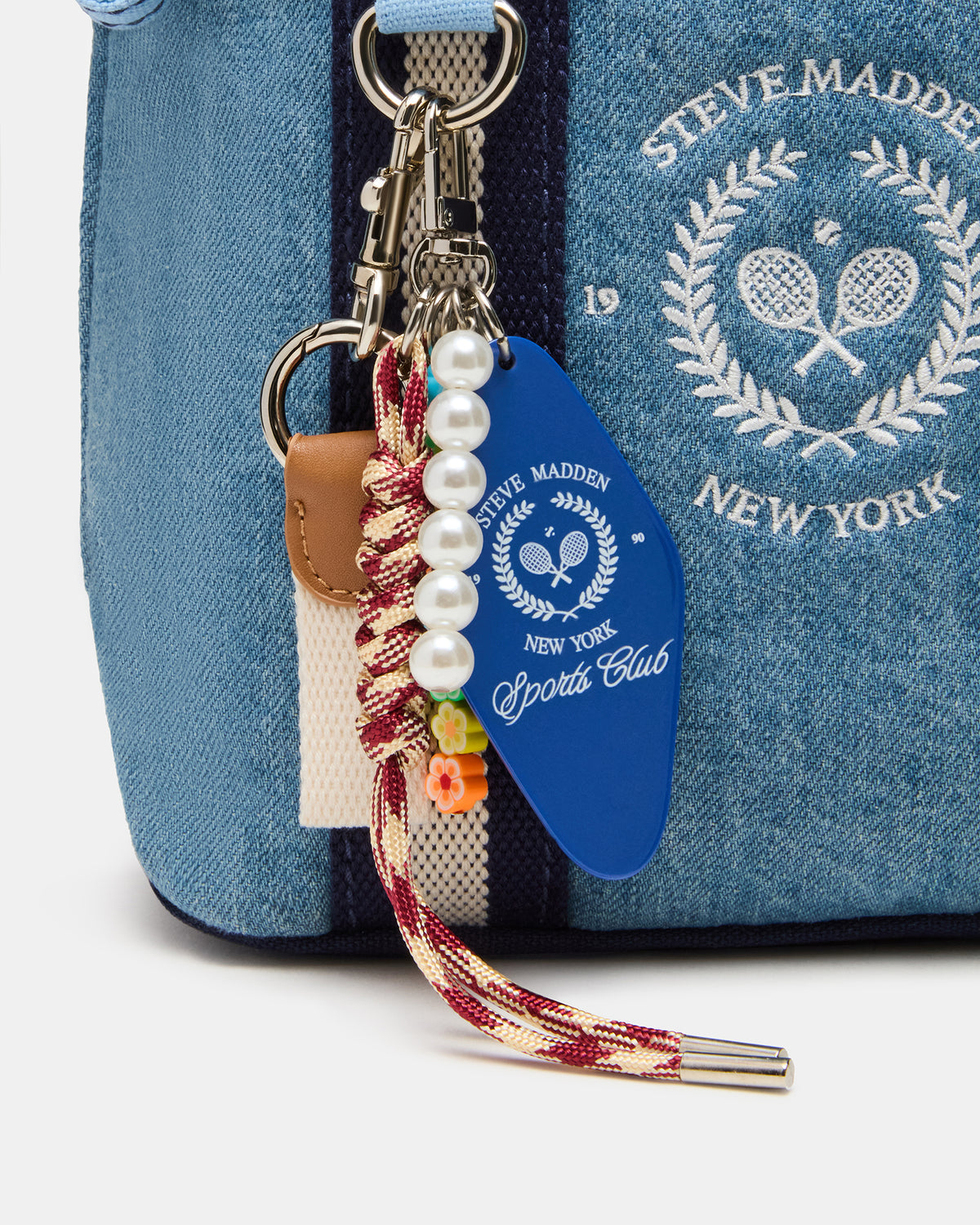 COLLEGE Bag Denim Top-Handle Crossbody Tote Handbag | Steve Madden