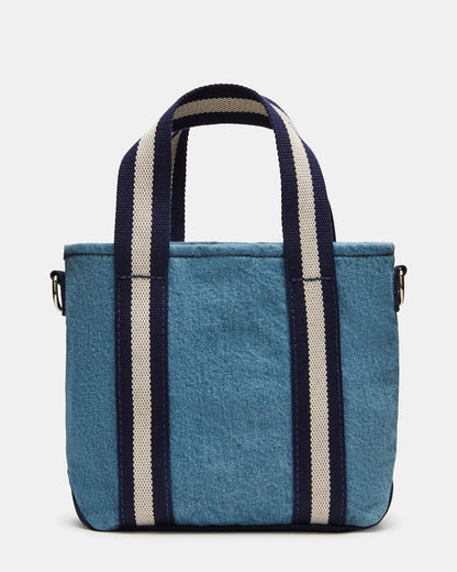 COLLEGE Bag Denim Top-Handle Crossbody Tote Handbag | Steve Madden