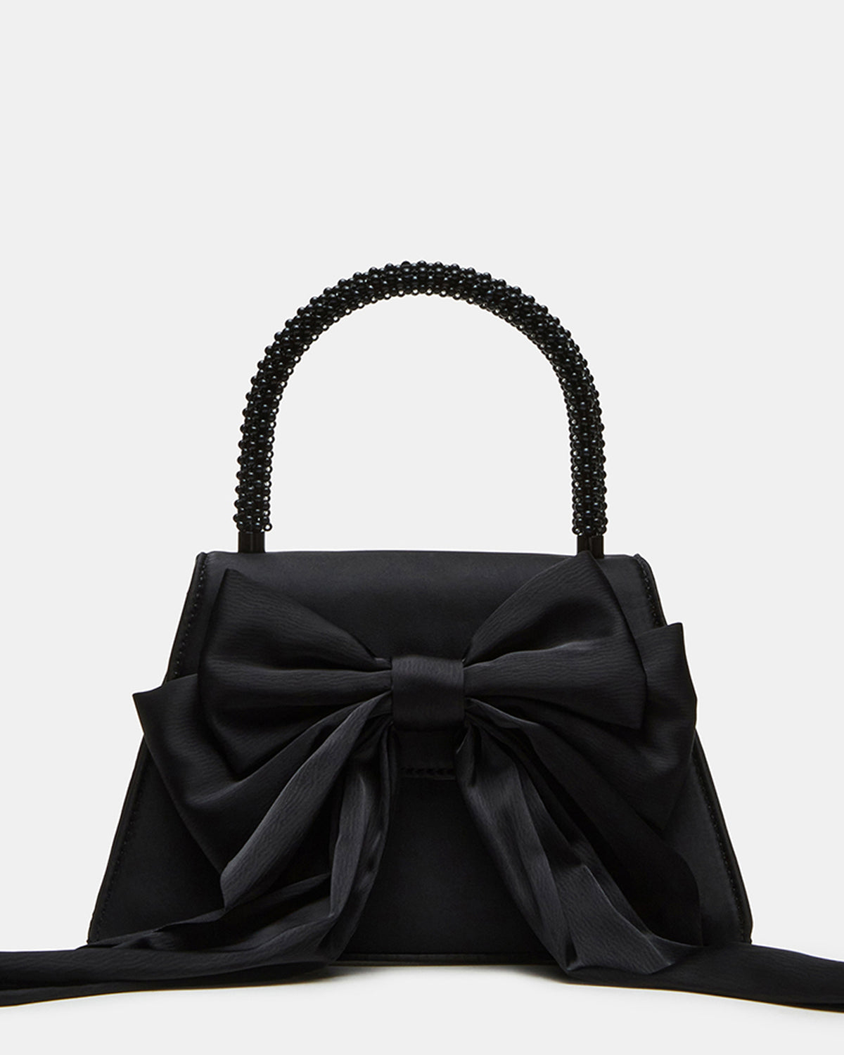 COSETTE Bag Black Satin Beaded Top-Handle Mini Handbag | Steve Madden