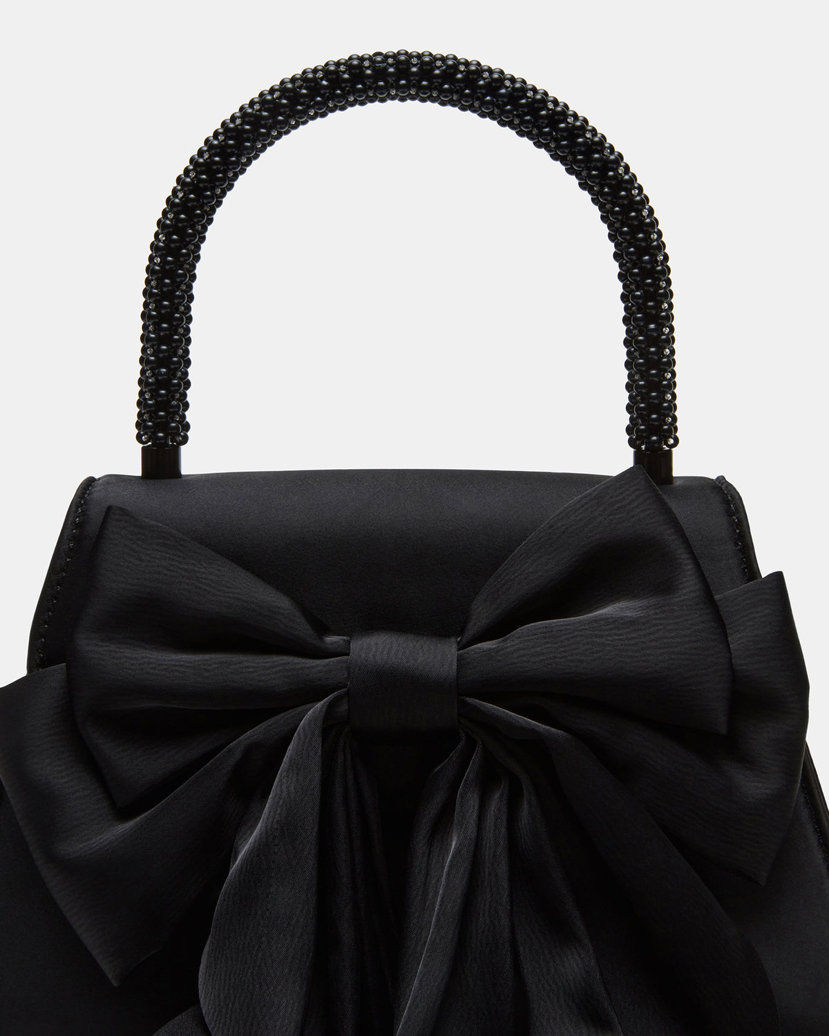 COSETTE Bag Black Satin Beaded Top-Handle Mini Handbag | Steve Madden