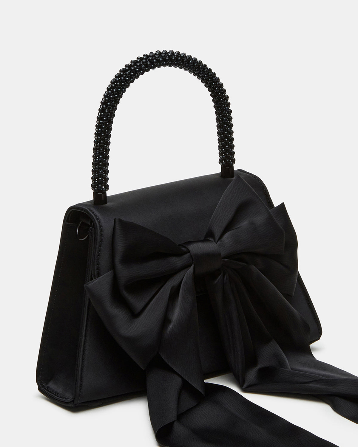 COSETTE Bag Black Satin Beaded Top-Handle Mini Handbag | Steve Madden