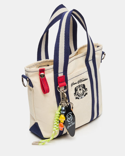 COLLEGE Bag Natural Top-Handle Canvas Crossbody Tote Handbag | Steve Madden