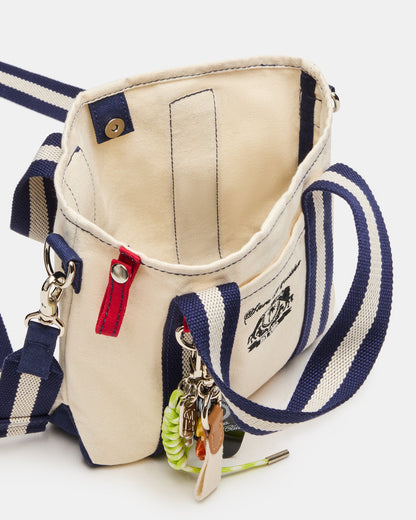 COLLEGE Bag Natural Top-Handle Canvas Crossbody Tote Handbag | Steve Madden