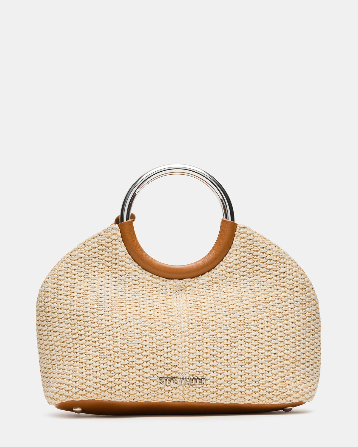 GEENA Straw Bag Light Natural Ring Top-Handle Crossbody Handbag | Steve Madden