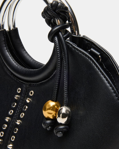 GEENA Embellished Bag Black Ring Top-Handle Crossbody Handbag | Steve Madden
