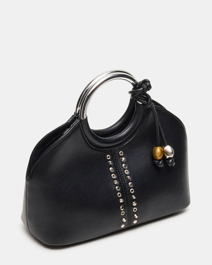 GEENA Embellished Bag Black Ring Top-Handle Crossbody Handbag | Steve Madden