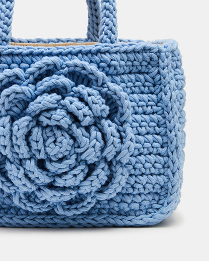 LUVLY Bag Light Blue Mini Top-Handle Flower Decal Crochet Crossbody Handbag | Steve Madden