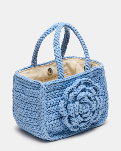 LUVLY Bag Light Blue Mini Top-Handle Flower Decal Crochet Crossbody Handbag | Steve Madden