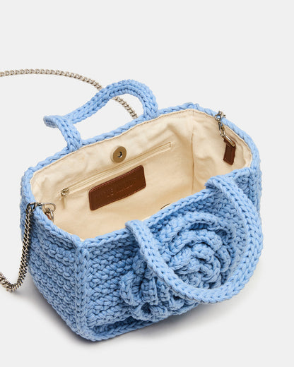 LUVLY Bag Light Blue Mini Top-Handle Flower Decal Crochet Crossbody Handbag | Steve Madden