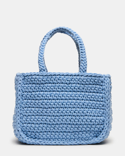 LUVLY Bag Light Blue Mini Top-Handle Flower Decal Crochet Crossbody Handbag | Steve Madden