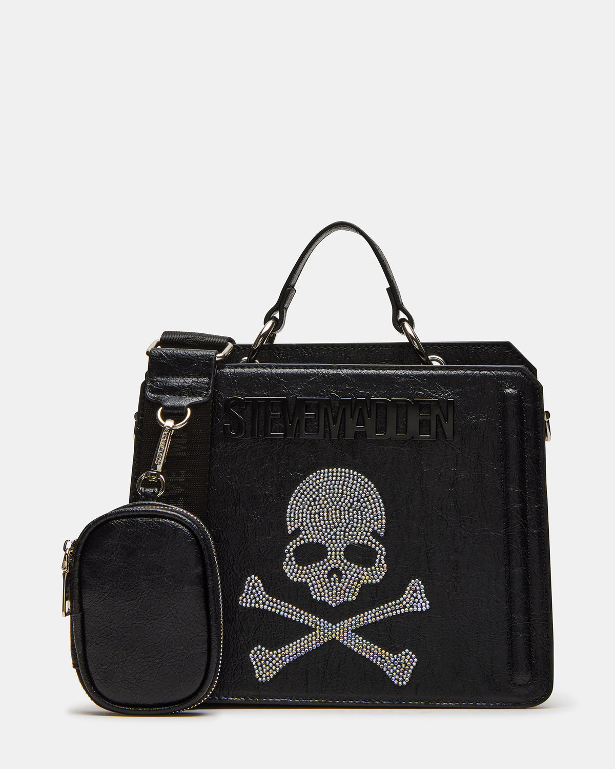 EVELYN Skull Bag Black Top Handle Crossbody Bag | Steve Madden