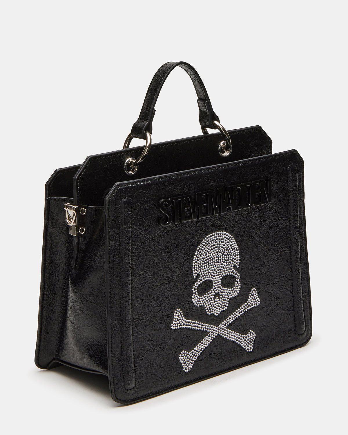 EVELYN Skull Bag Black Top Handle Crossbody Bag | Steve Madden