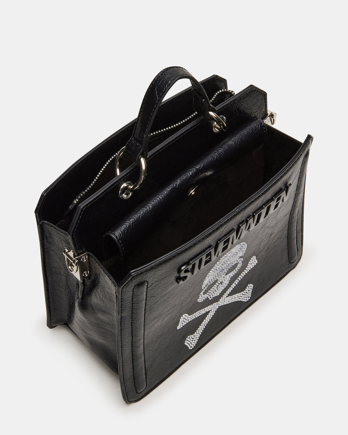 EVELYN Skull Bag Black Top Handle Crossbody Bag | Steve Madden