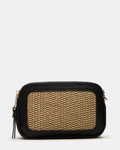 DAISYS Black Multi Women's Studded Straw Crossbody Handbag | Steve Madden