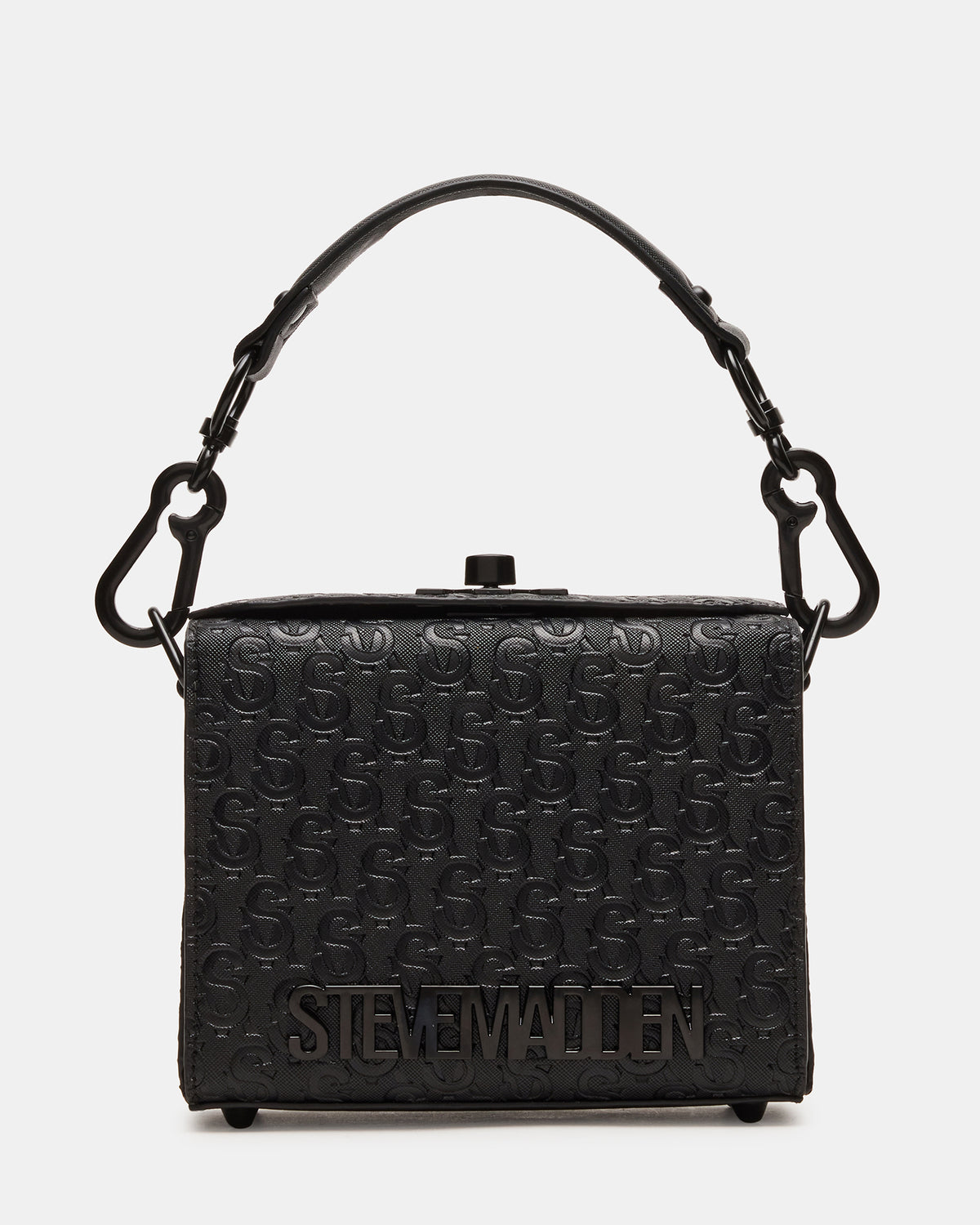 NOYA Black/Black Women's Embossed Crossbody Top-Handle Box Handbag | Steve Madden
