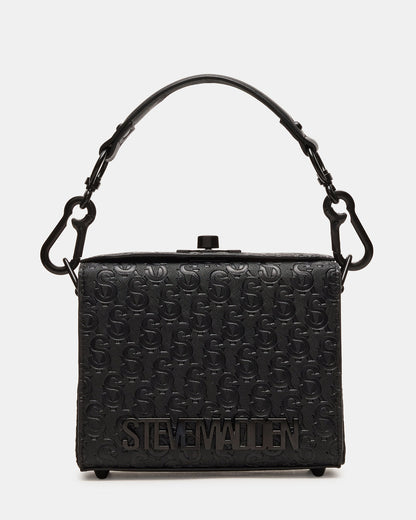 NOYA Black/Black Women's Embossed Crossbody Top-Handle Box Handbag | Steve Madden