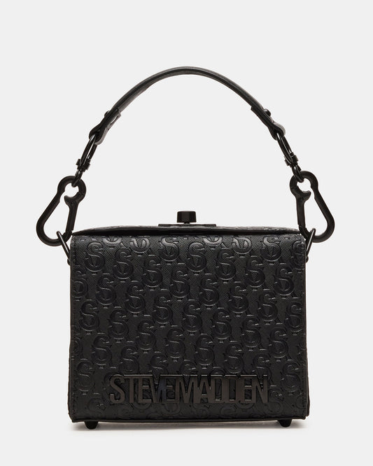 NOYA Black/Black Women's Embossed Crossbody Top-Handle Box Handbag | Steve Madden