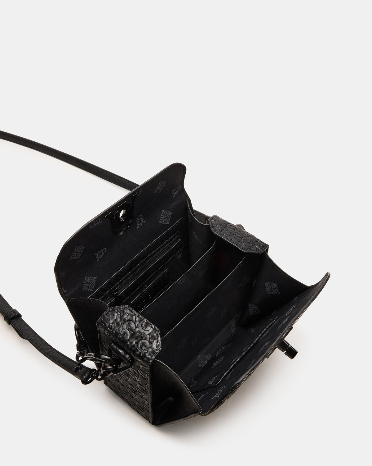 NOYA Black/Black Women's Embossed Crossbody Top-Handle Box Handbag | Steve Madden