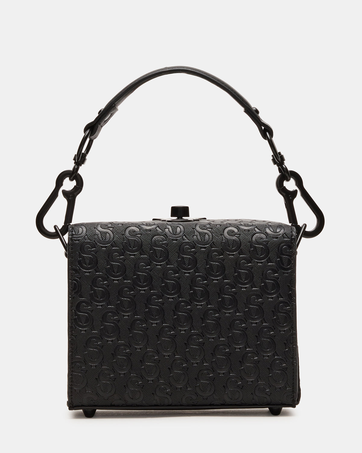 NOYA Black/Black Women's Embossed Crossbody Top-Handle Box Handbag | Steve Madden