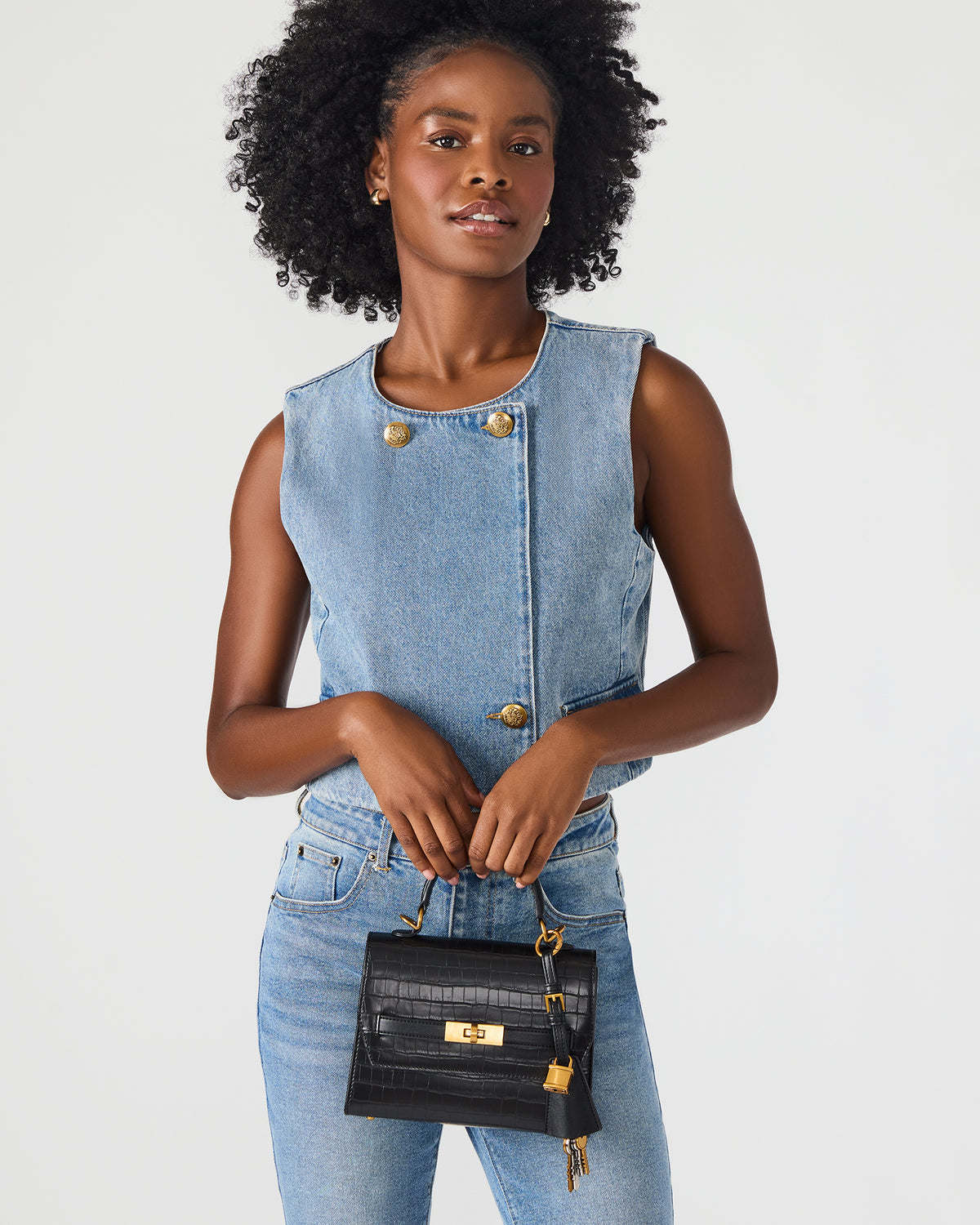 ELLOISE Bag Black Structured Mini Crossbody Handbag | Steve Madden