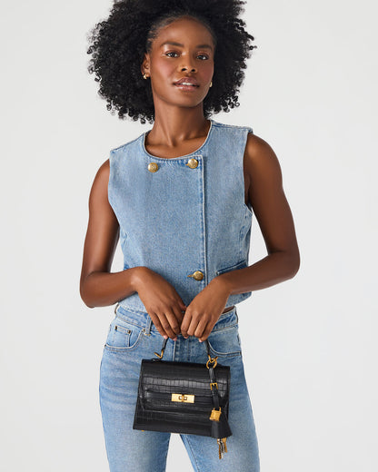 ELLOISE Bag Black Structured Mini Crossbody Handbag | Steve Madden