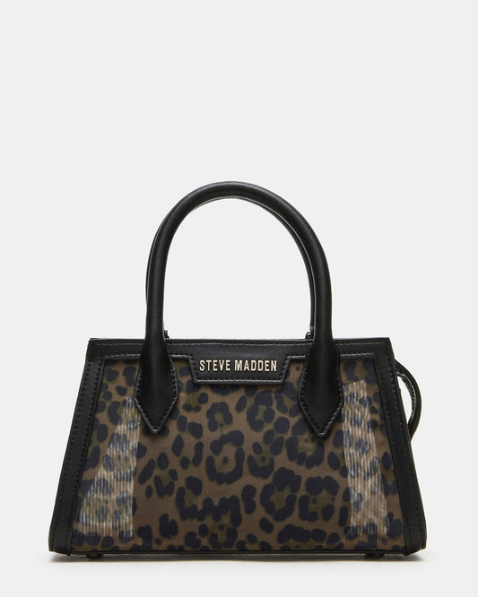 PEACHY Leopard Women's Mini Top-Handle Mesh Handbag | Steve Madden
