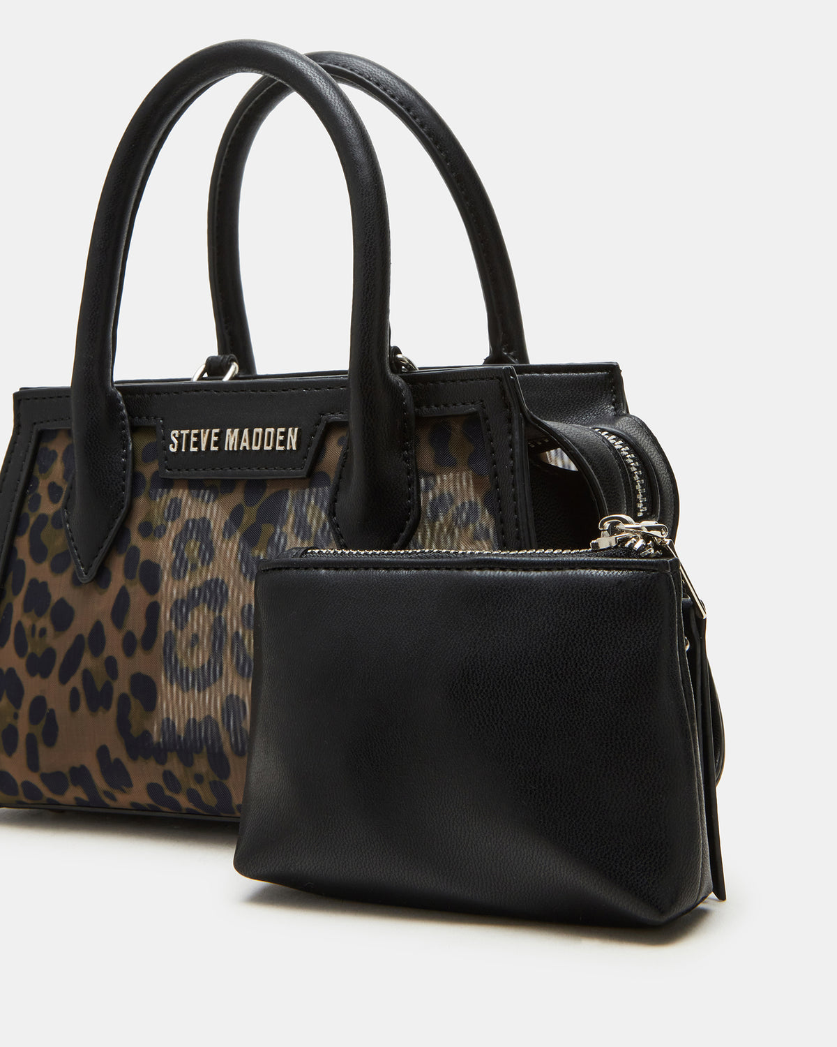 PEACHY Leopard Women's Mini Top-Handle Mesh Handbag | Steve Madden