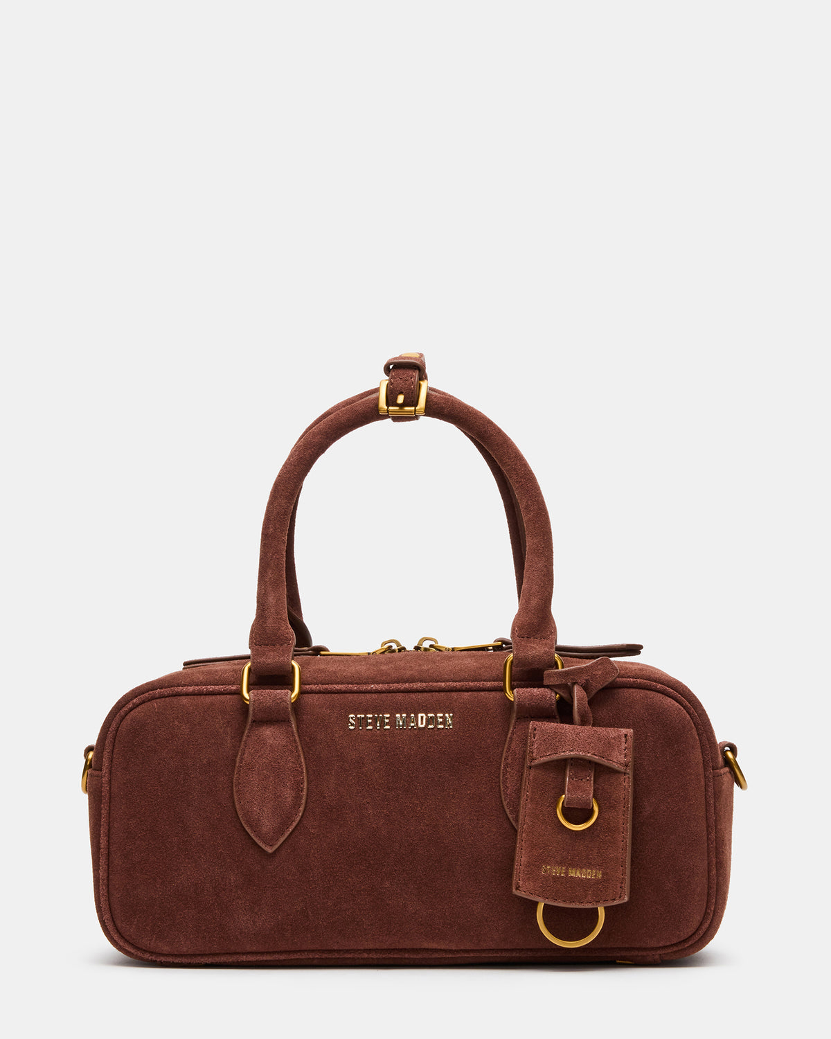 MERIT Bag Chestnut Suede Top-Handle Satchel Crossbody Handbag | Steve Madden