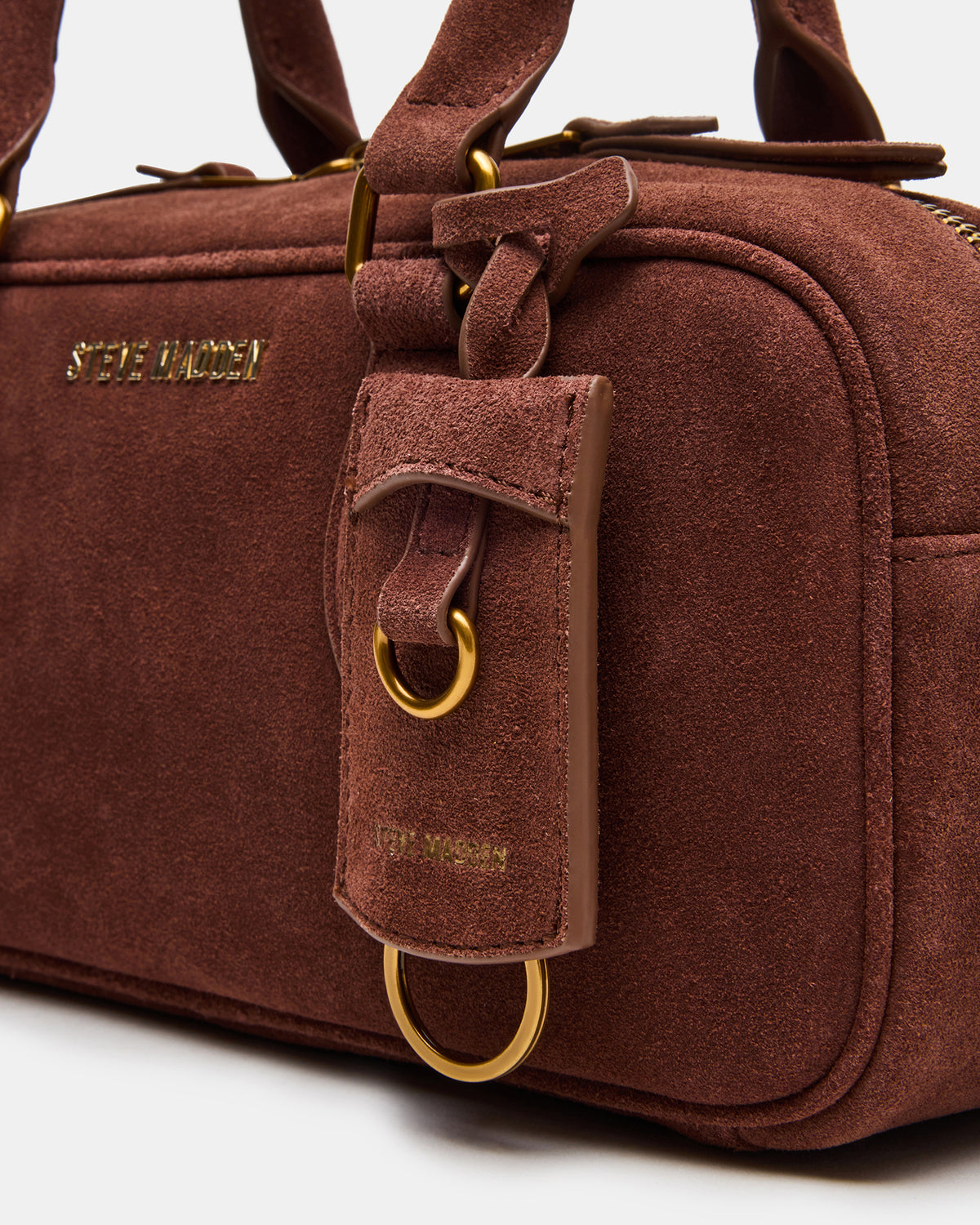 MERIT Bag Chestnut Suede Top-Handle Satchel Crossbody Handbag | Steve Madden