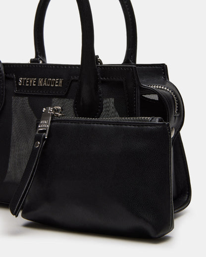 PEACHY Black Women's Mini Top-Handle Mesh Handbag | Steve Madden