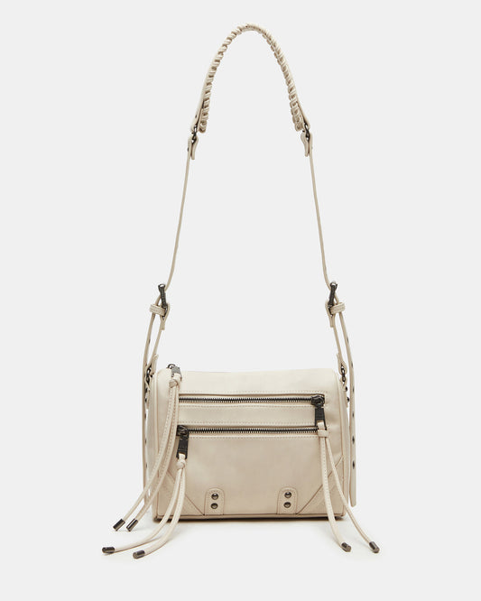RIGBY Taupe Women's Fringe Studded Crossbody Handbag | Steve Madden