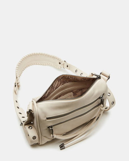 RIGBY Taupe Women's Fringe Studded Crossbody Handbag | Steve Madden