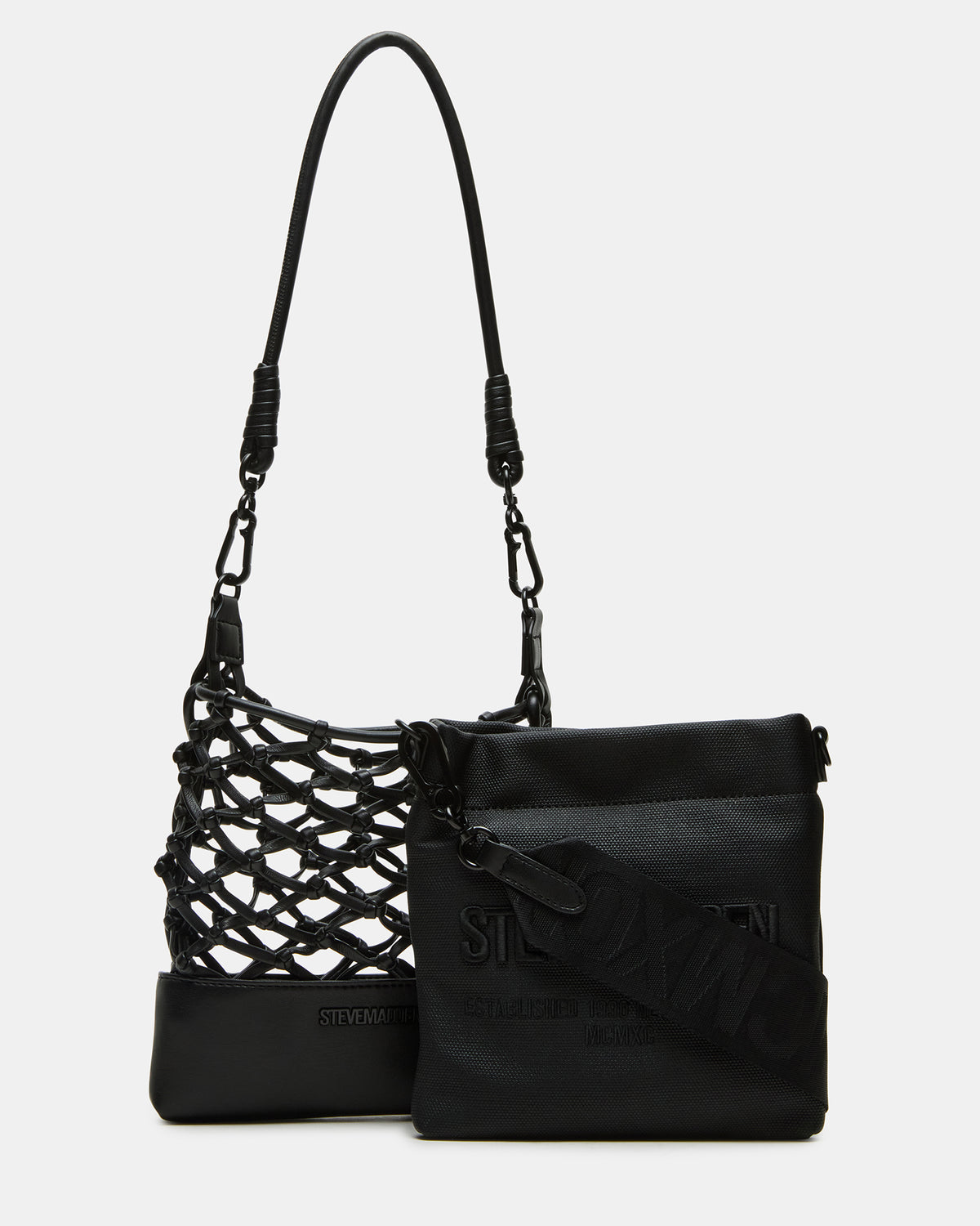 ARDA Black/Black Women's Crossbody Pouch Handbag | Steve Madden