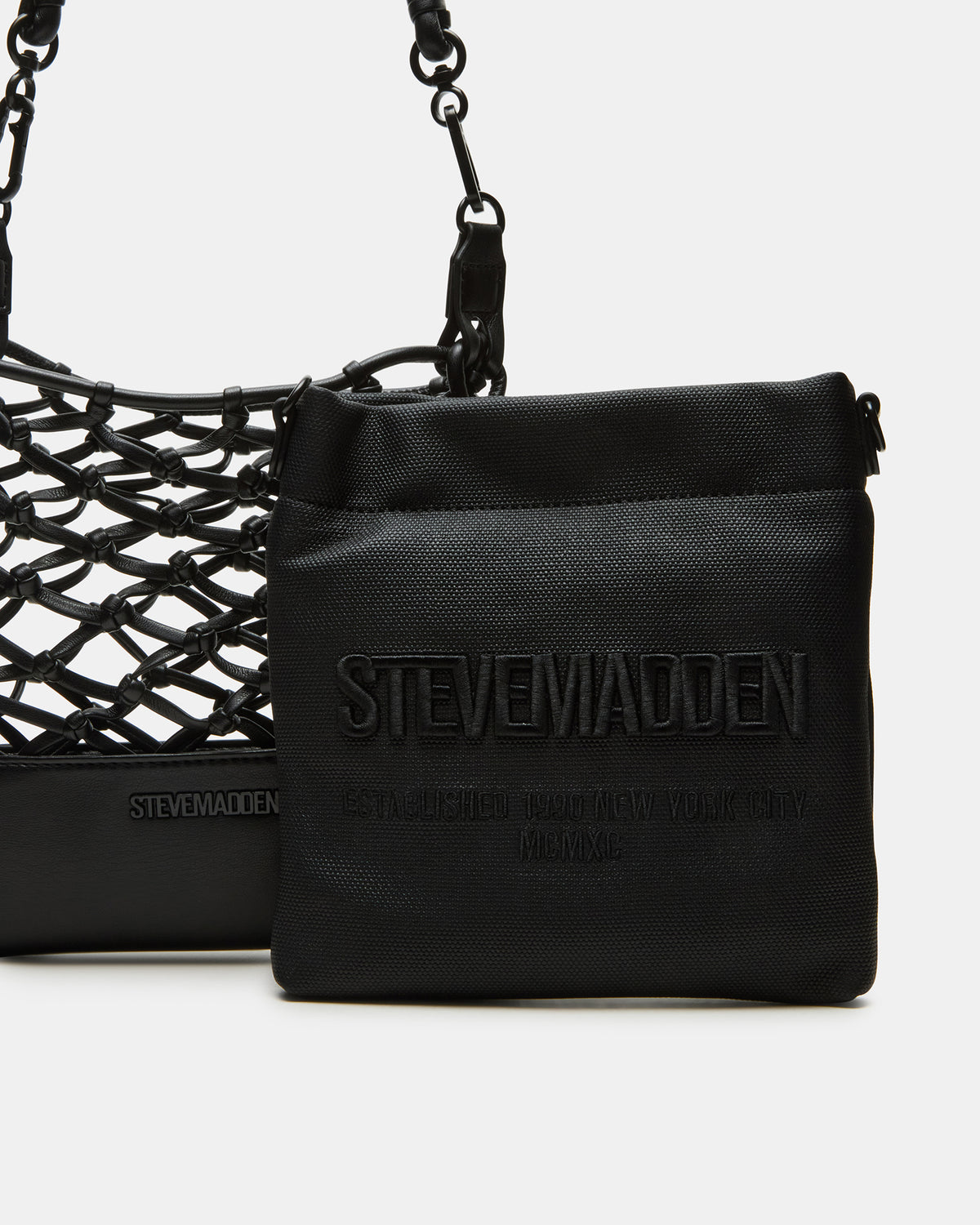 ARDA Black/Black Women's Crossbody Pouch Handbag | Steve Madden