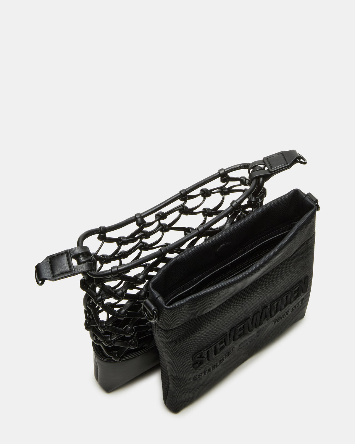 ARDA Black/Black Women's Crossbody Pouch Handbag | Steve Madden