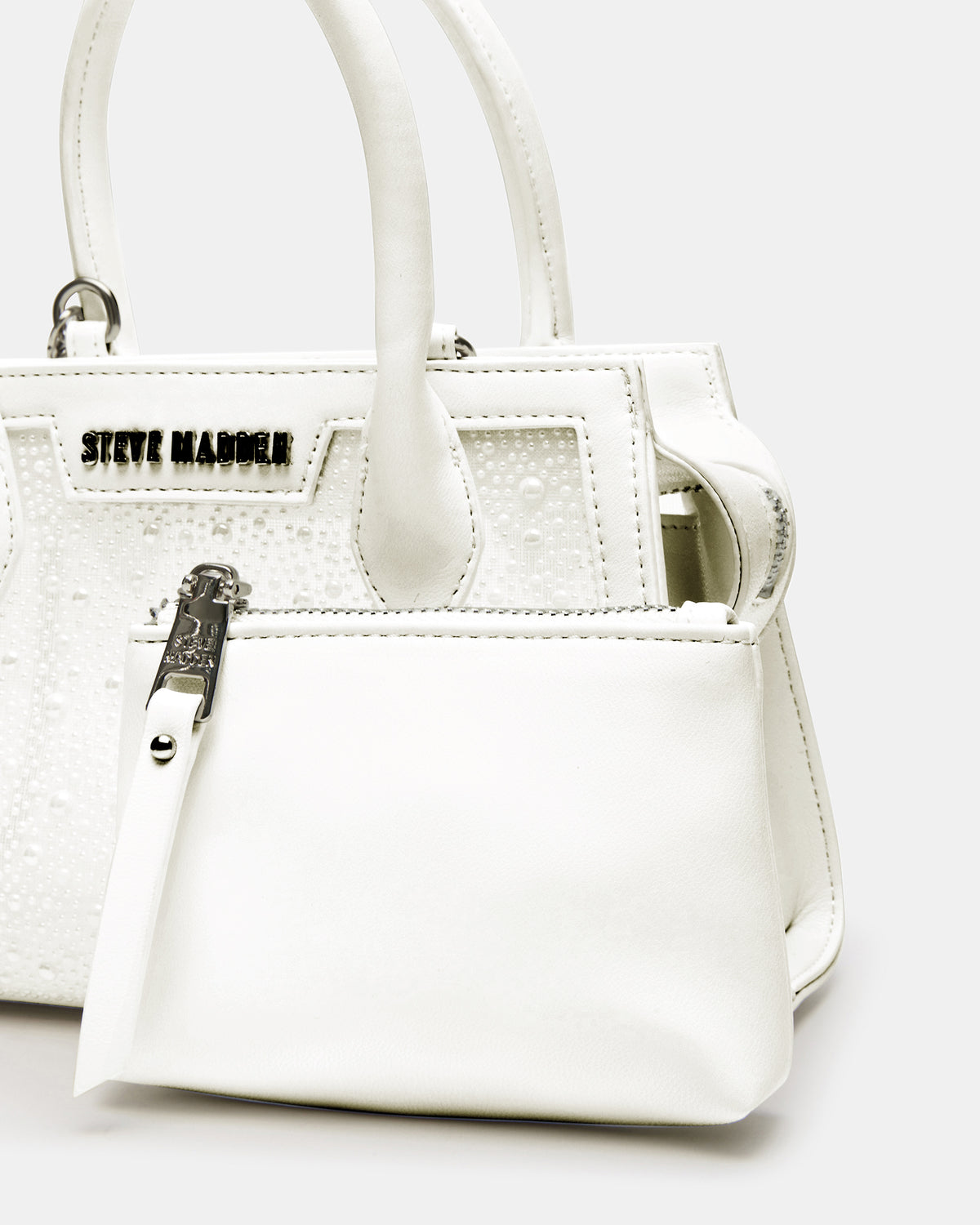 PEACH White Multi Women's Mini Top-Handle Mesh Handbag | Steve Madden