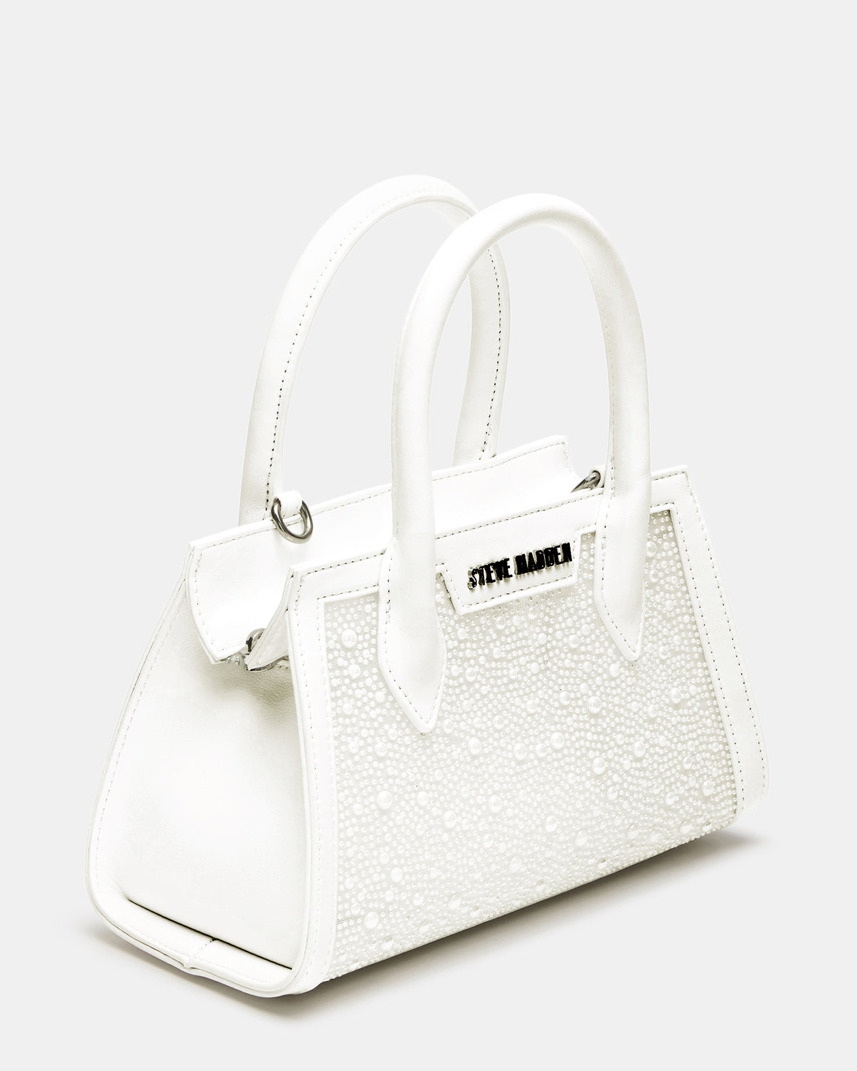 PEACH White Multi Women's Mini Top-Handle Mesh Handbag | Steve Madden