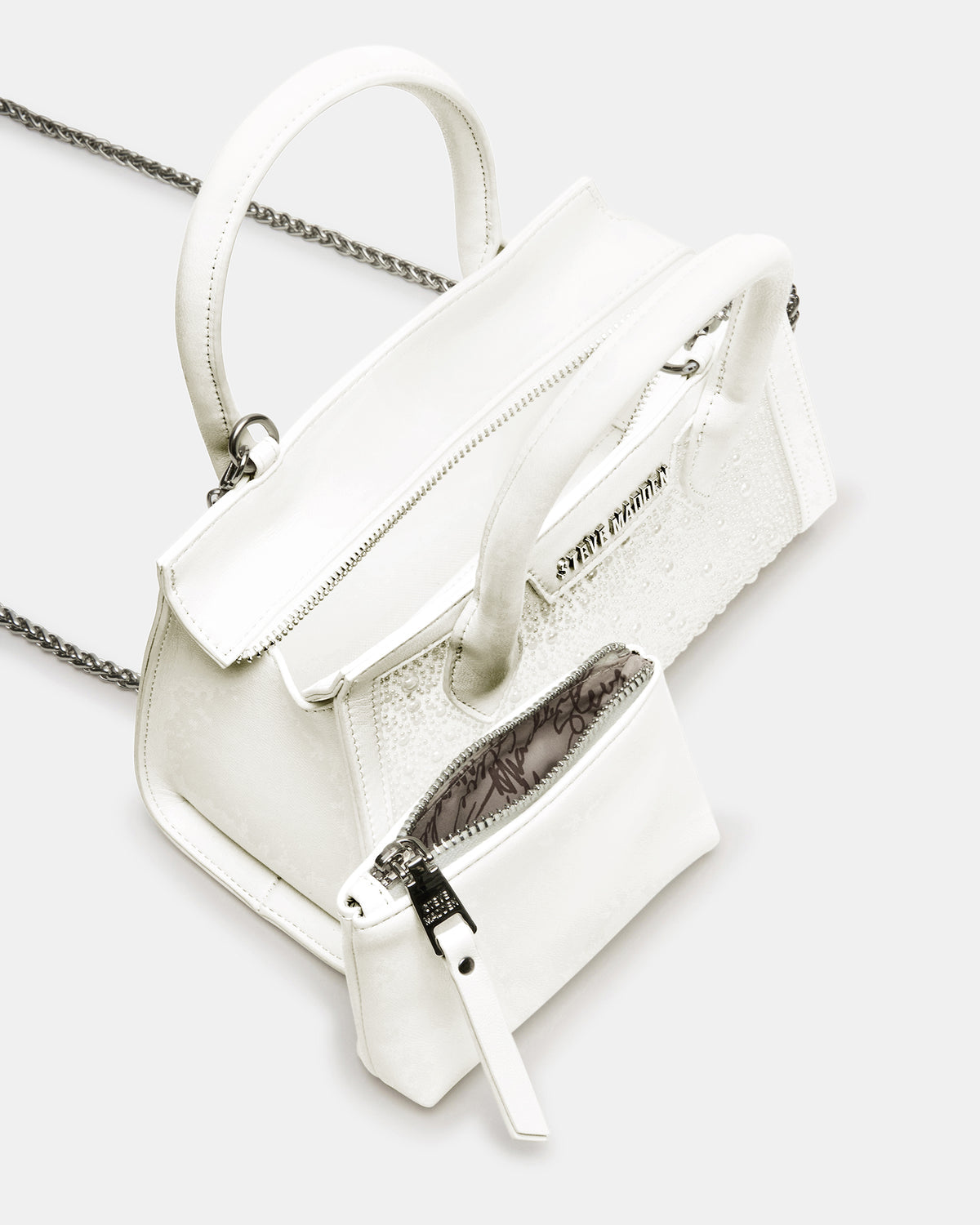 PEACH White Multi Women's Mini Top-Handle Mesh Handbag | Steve Madden