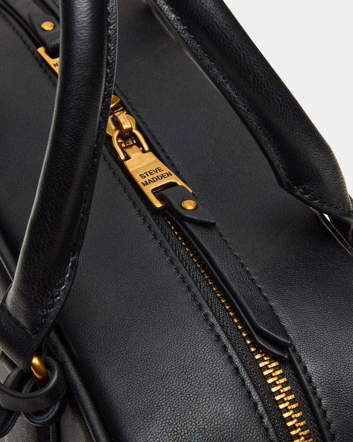 MERIT Bag Black Leather Top-Handle Satchel Crossbody Handbag | Steve Madden