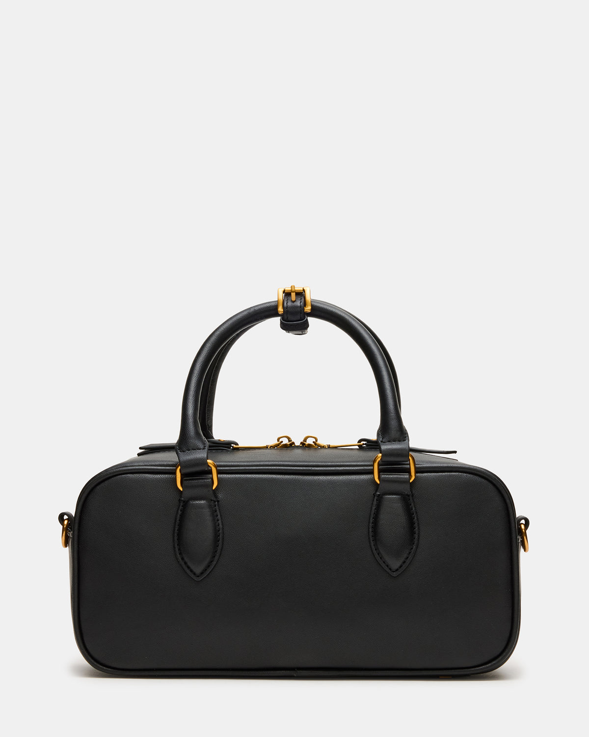 MERIT Bag Black Leather Top-Handle Satchel Crossbody Handbag | Steve Madden