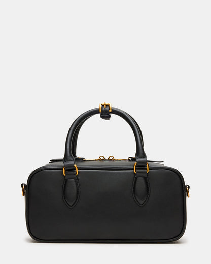 MERIT Bag Black Leather Top-Handle Satchel Crossbody Handbag | Steve Madden