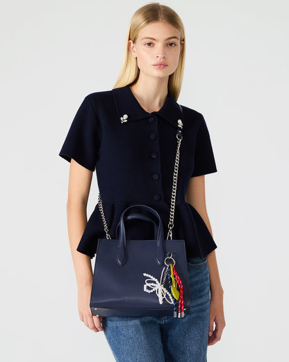 CALLEB Bag Navy Structured Tote Crossbody Handbag | Steve Madden