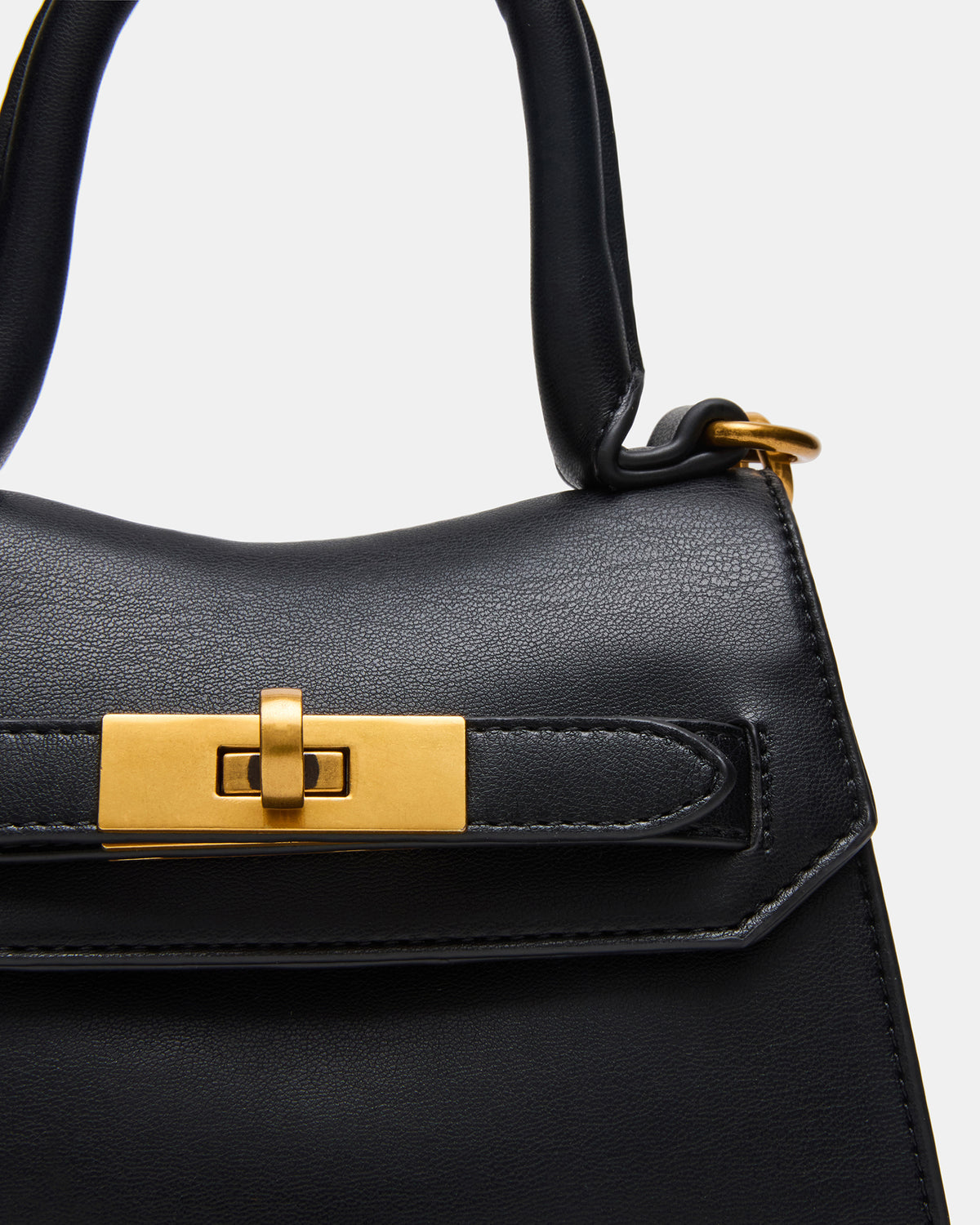 MADLYN Bag Black Structured Turn-Lock Closure Top-Handle Crossbody Mini Handbag | Steve Madden