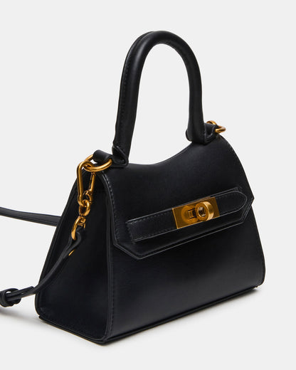MADLYN Bag Black Structured Turn-Lock Closure Top-Handle Crossbody Mini Handbag | Steve Madden