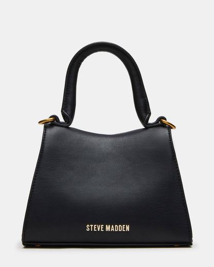 MADLYN Bag Black Structured Turn-Lock Closure Top-Handle Crossbody Mini Handbag | Steve Madden