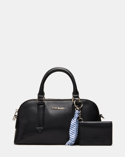 CALLY Bag Black Dome Satchel Top-Handle Crossbody Women's Handbag | Steve Madden