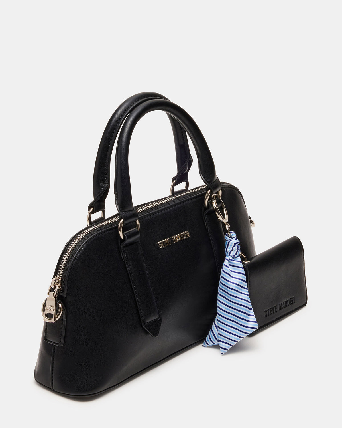 CALLY Bag Black Dome Satchel Top-Handle Crossbody Women's Handbag | Steve Madden