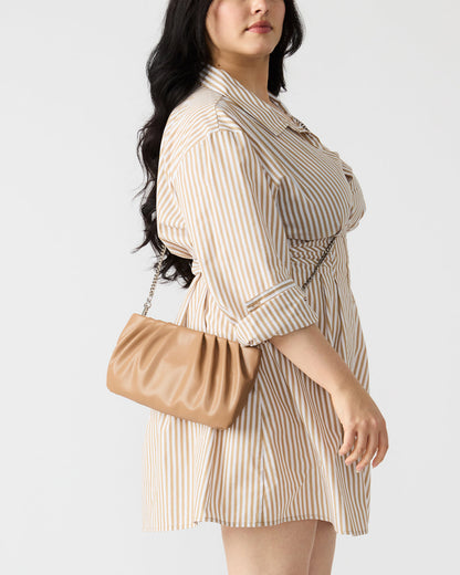 NIKA Chestnut Women's Pleated Crossbody Clutch Handbag | Steve Madden