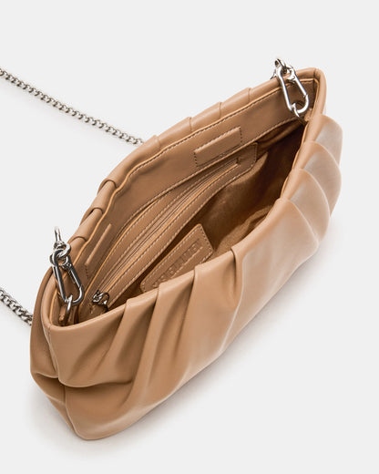 NIKA Chestnut Women's Pleated Crossbody Clutch Handbag | Steve Madden